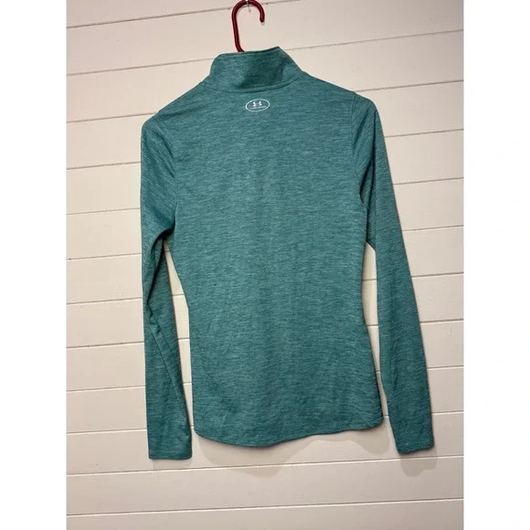 Under Armour Women's Teal Heathered Quarter Zip Long Sleeve Athletic Top SM - Picture 5 of 7